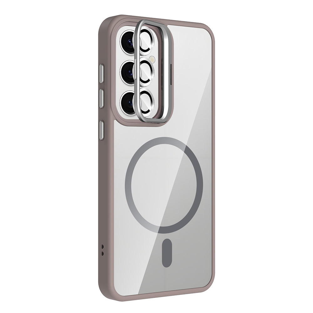 Galaxy S24 FE Kılıf Standlı ve Kamera Lens Hediyeli M-Safe Şarj Özellikli Zore Etro Kılıf