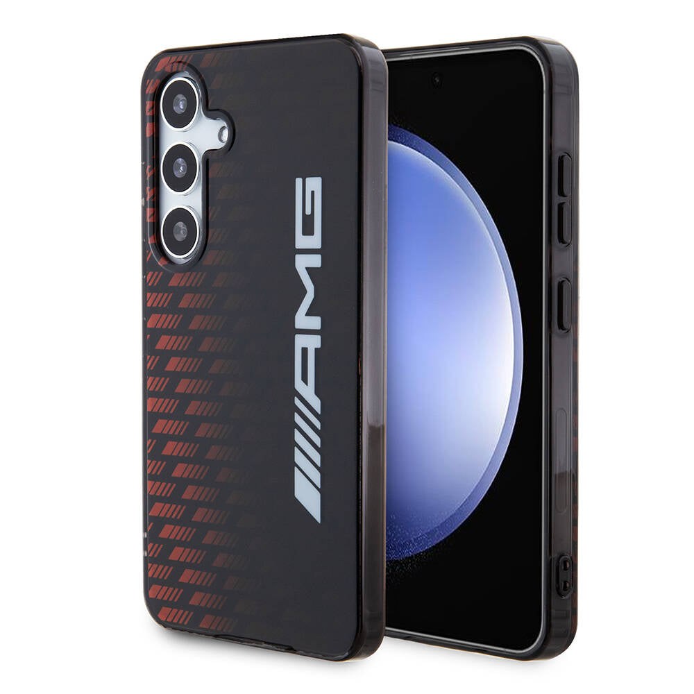 Galaxy S24 Kılıf AMG Orijinal Lisanslı Çift Katmanlı Büyük Logolu Dörtgen Şerit Desenli Kılıf