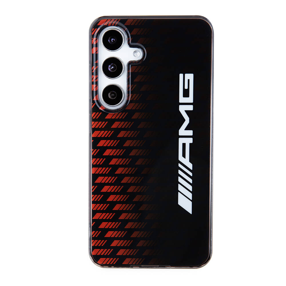 Galaxy S24 Kılıf AMG Orijinal Lisanslı Çift Katmanlı Büyük Logolu Dörtgen Şerit Desenli Kılıf