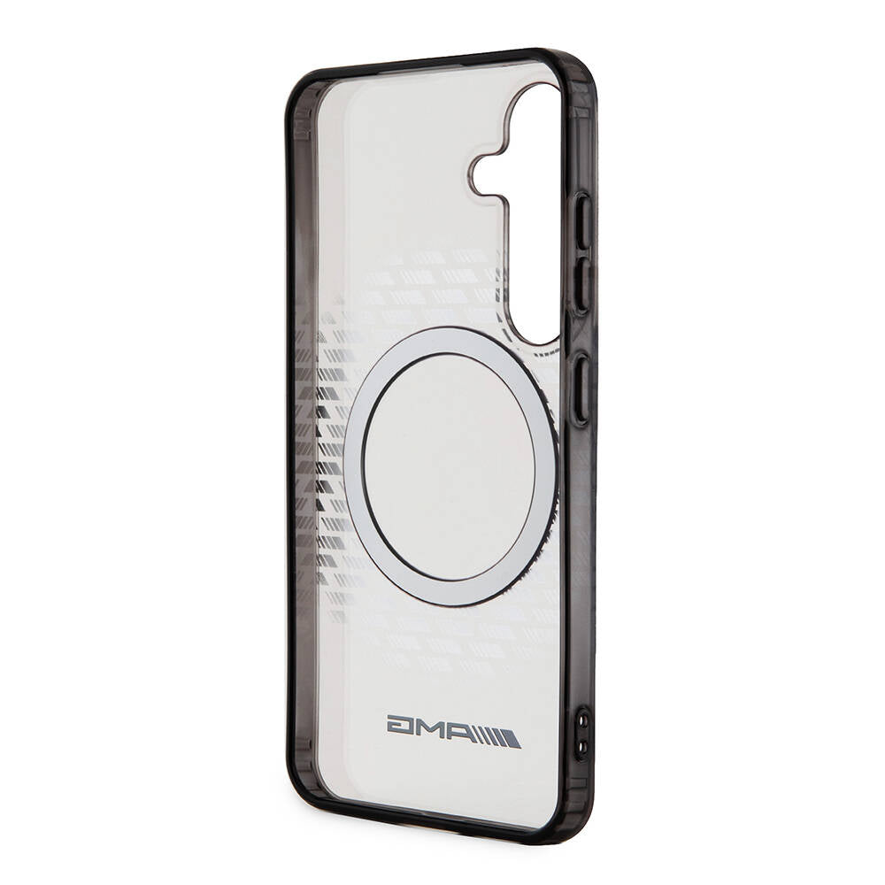 Galaxy S24 Kılıf AMG Orijinal Lisanslı M-safe Şarj Özellikli Eşkenar Dörtgen Desenli Transparan Kılıf