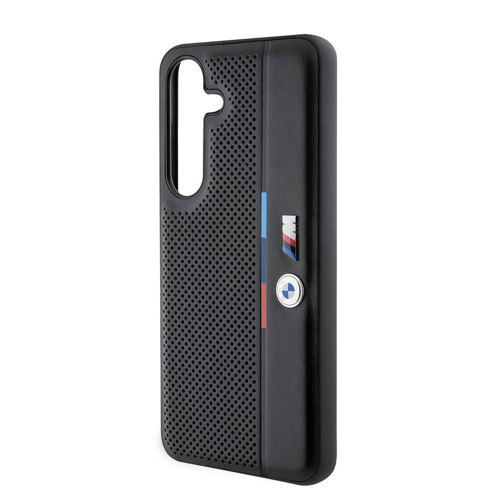 Galaxy S24 Kılıf BMW Orijinal Lisanslı M Logolu Üç Renk Çizgili Delikli Detail Line Kılıf