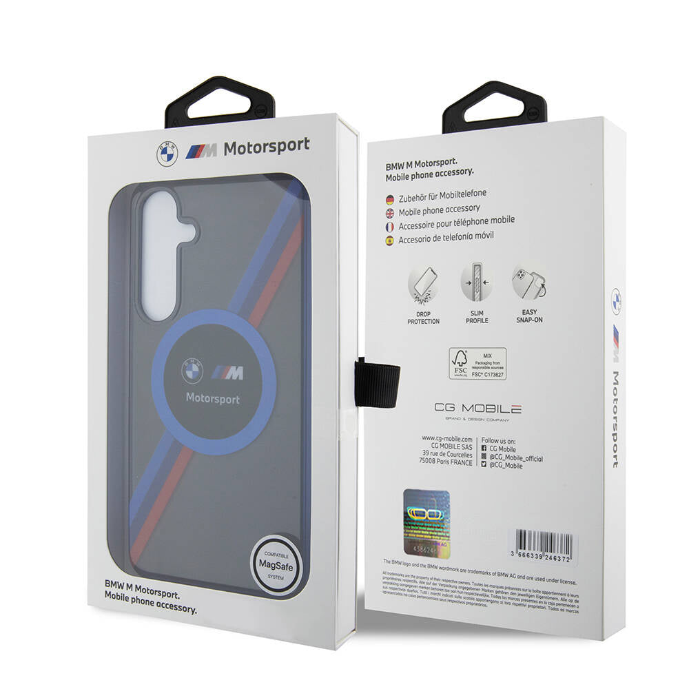 Galaxy S24 Kılıf BMW Orijinal Lisanslı M Logolu Üç Renk Çizgili Motorsport Circle Kılıf