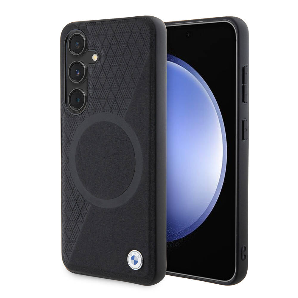 Galaxy S24 Kılıf BMW Orijinal Lisanslı M-safe Şarj Özellikli Yarım Dokulu Circle Leather Kılıf