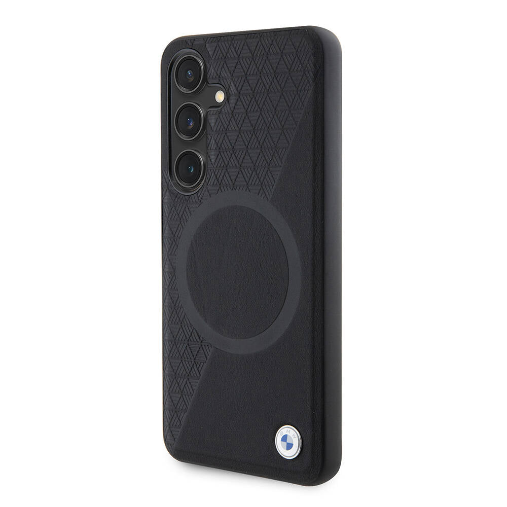 Galaxy S24 Kılıf BMW Orijinal Lisanslı M-safe Şarj Özellikli Yarım Dokulu Circle Leather Kılıf