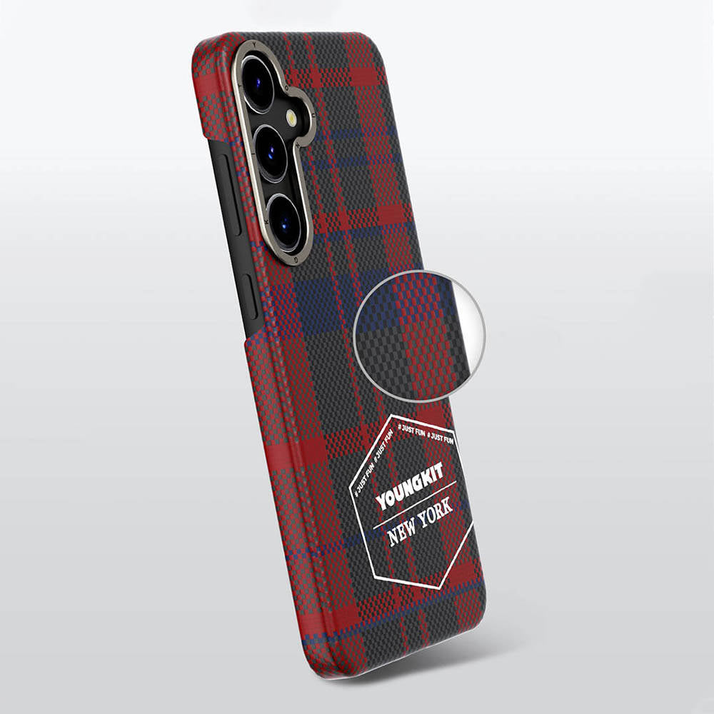 Galaxy S24 Kılıf Ekose Desenli Youngkit Gezhi Serisi Kılıf
