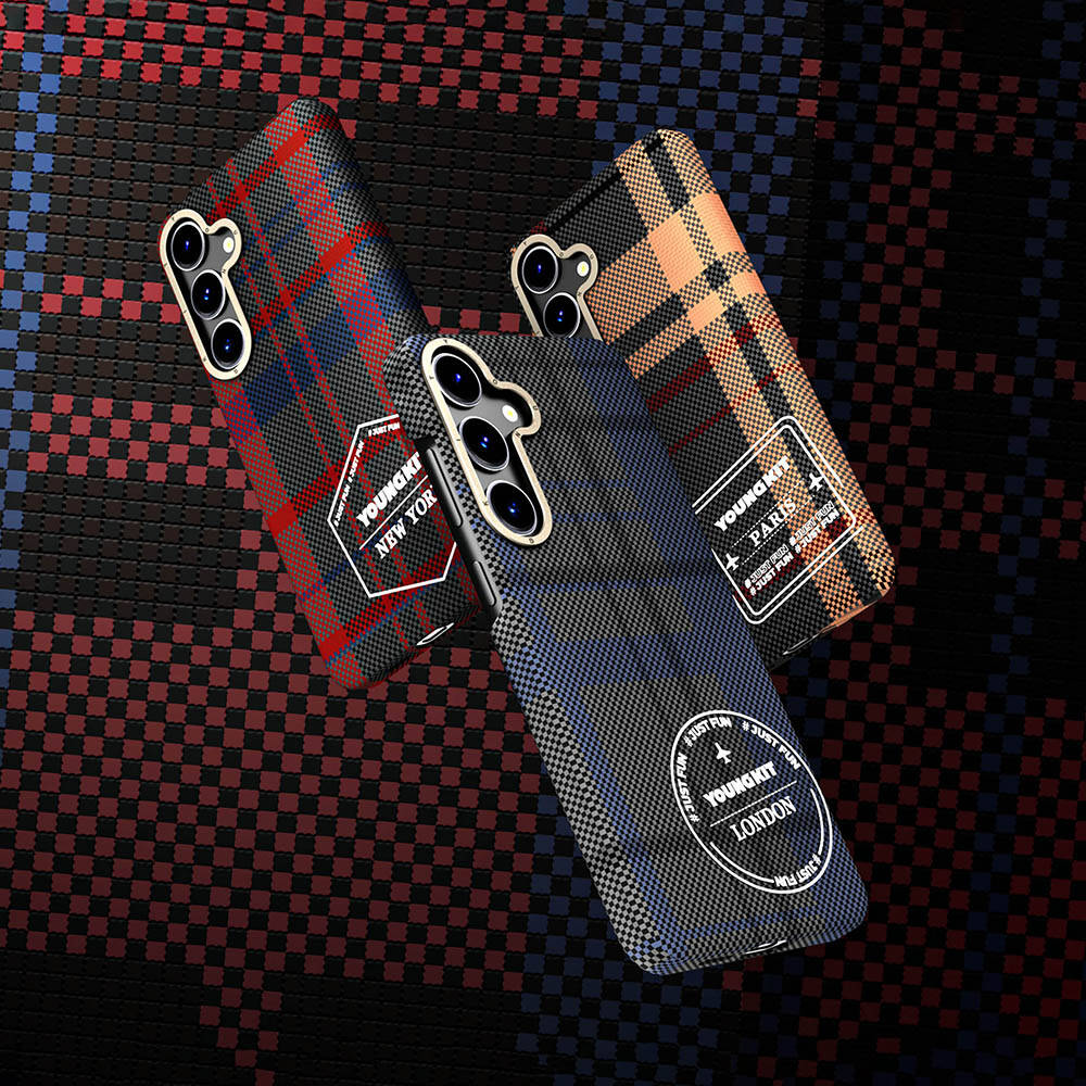 Galaxy S24 Kılıf Ekose Desenli Youngkit Gezhi Serisi Kılıf