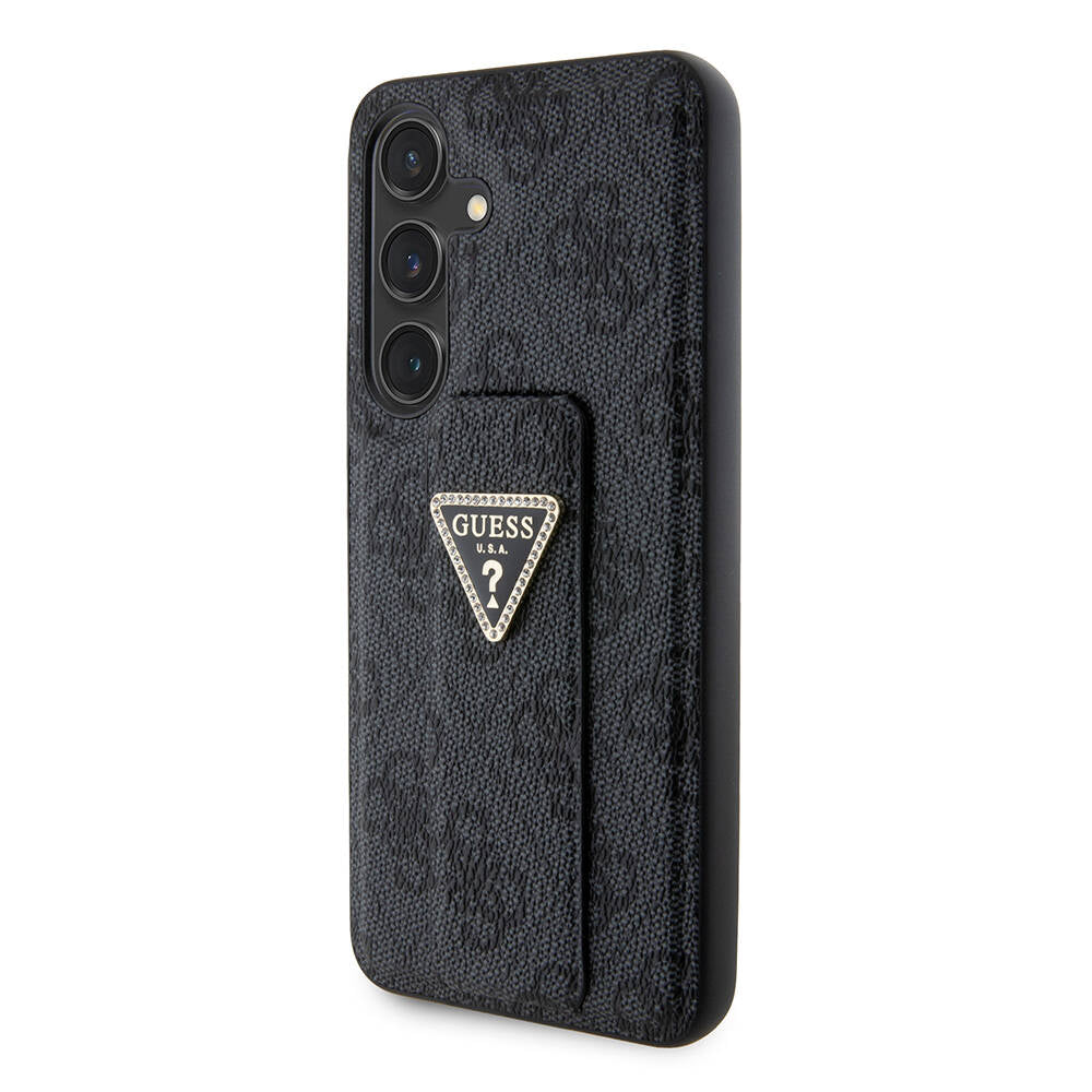 Galaxy S24 Kılıf Guess Orijinal Lisanslı 4G Desenli Üçgen Logolu Standlı Deri Kılıf