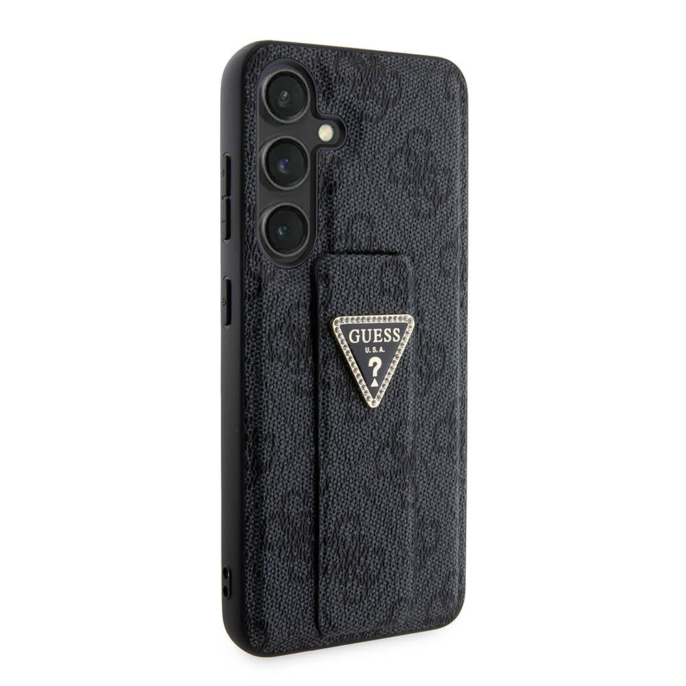 Galaxy S24 Kılıf Guess Orijinal Lisanslı 4G Desenli Üçgen Logolu Standlı Deri Kılıf