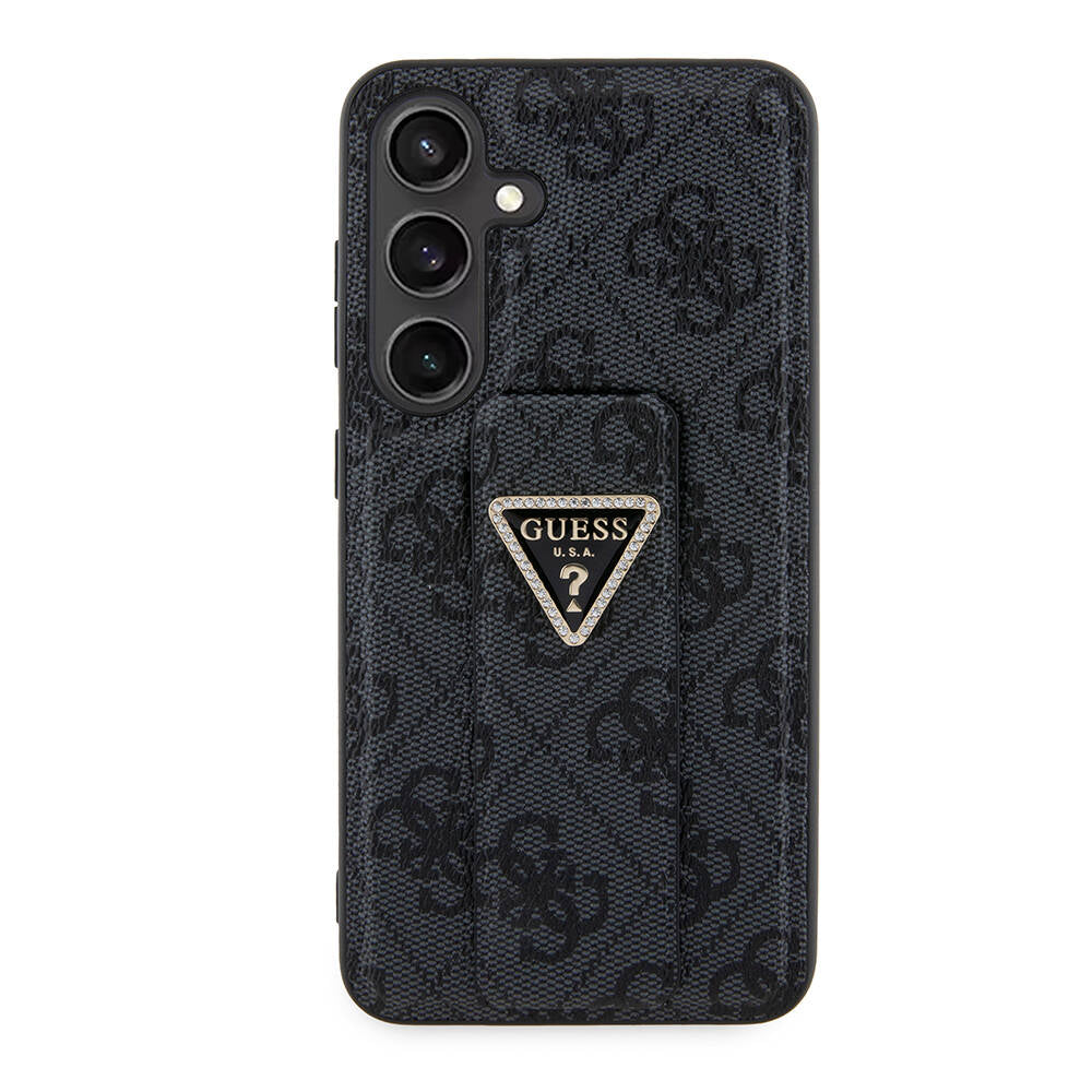 Galaxy S24 Kılıf Guess Orijinal Lisanslı 4G Desenli Üçgen Logolu Standlı Deri Kılıf