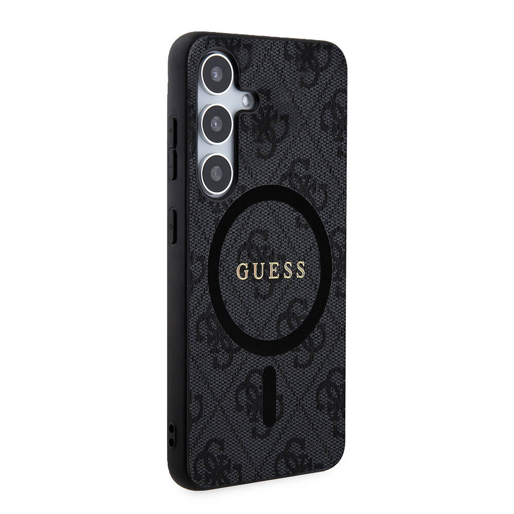 Galaxy S24 Kılıf Guess Orijinal Lisanslı M-safe Şarj Özellikli PU Halkalı 4G Desenli Yazı Logolu Kılıf
