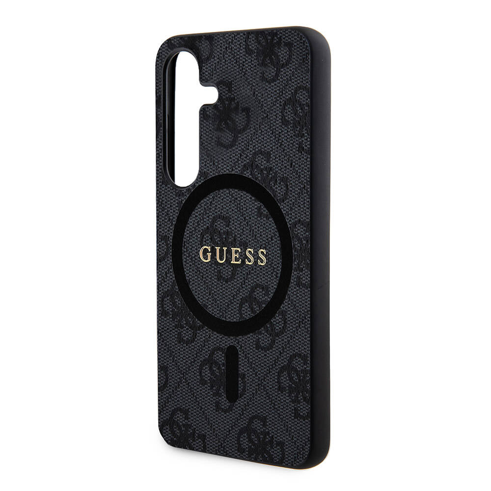 Galaxy S24 Kılıf Guess Orijinal Lisanslı M-safe Şarj Özellikli PU Halkalı 4G Desenli Yazı Logolu Kılıf