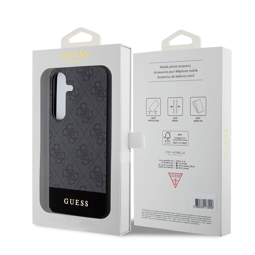Galaxy S24 Kılıf Guess Orijinal Lisanslı PU Deri Şerit Logo Dizaynlı Kılıf