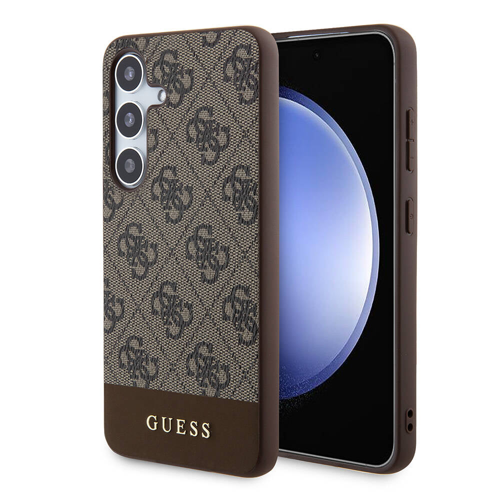 Galaxy S24 Kılıf Guess Orijinal Lisanslı PU Deri Şerit Logo Dizaynlı Kılıf