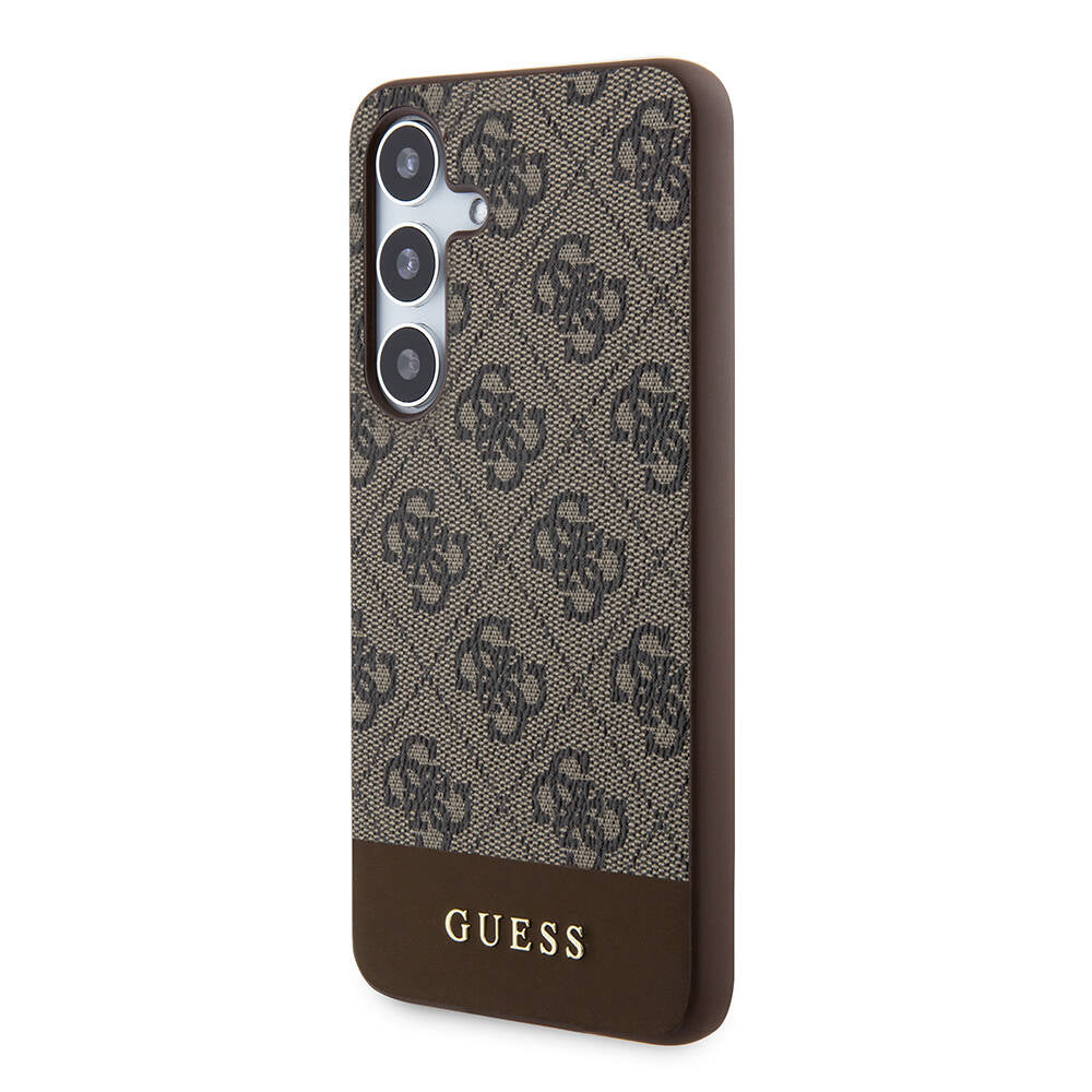 Galaxy S24 Kılıf Guess Orijinal Lisanslı PU Deri Şerit Logo Dizaynlı Kılıf