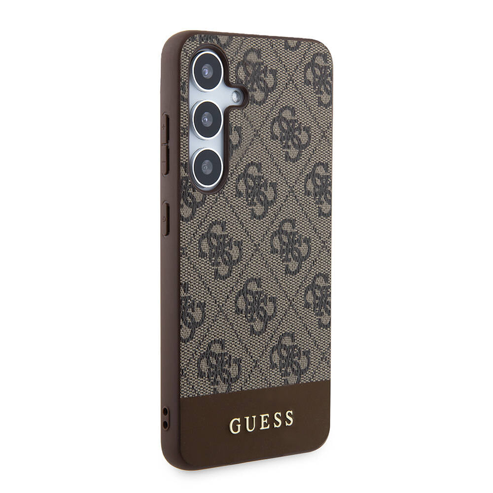 Galaxy S24 Kılıf Guess Orijinal Lisanslı PU Deri Şerit Logo Dizaynlı Kılıf