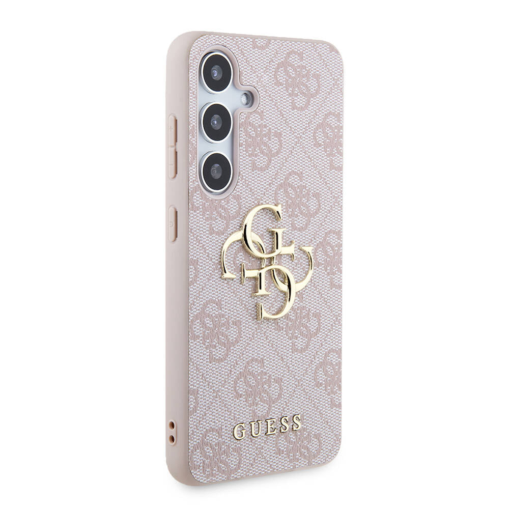 Galaxy S24 Kılıf Guess Orijinal Lisanslı PU Deri Yazı ve 4G Metal Logolu Desenli Kılıf