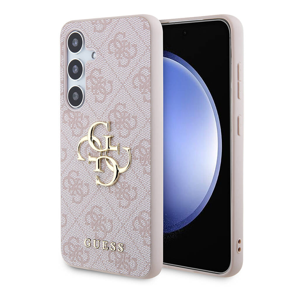 Galaxy S24 Kılıf Guess Orijinal Lisanslı PU Deri Yazı ve 4G Metal Logolu Desenli Kılıf