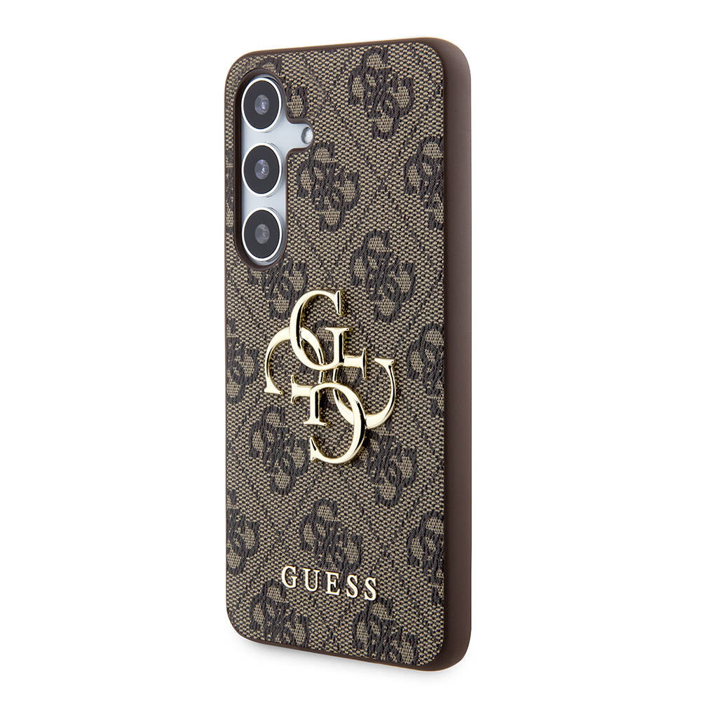 Galaxy S24 Kılıf Guess Orijinal Lisanslı PU Deri Yazı ve 4G Metal Logolu Desenli Kılıf