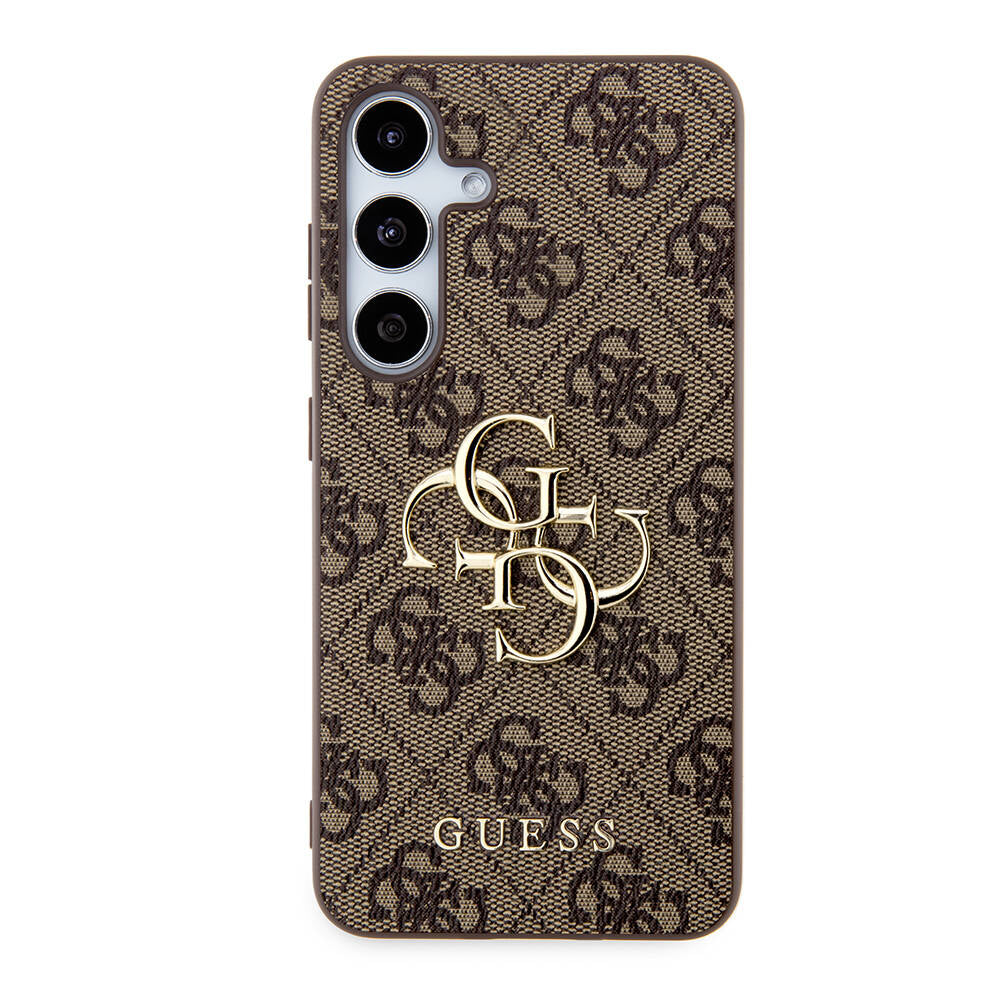 Galaxy S24 Kılıf Guess Orijinal Lisanslı PU Deri Yazı ve 4G Metal Logolu Desenli Kılıf