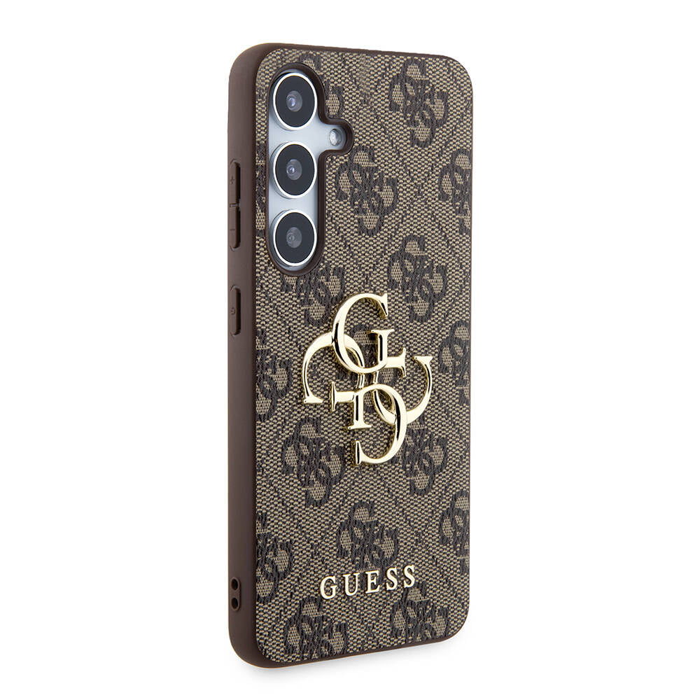 Galaxy S24 Kılıf Guess Orijinal Lisanslı PU Deri Yazı ve 4G Metal Logolu Desenli Kılıf