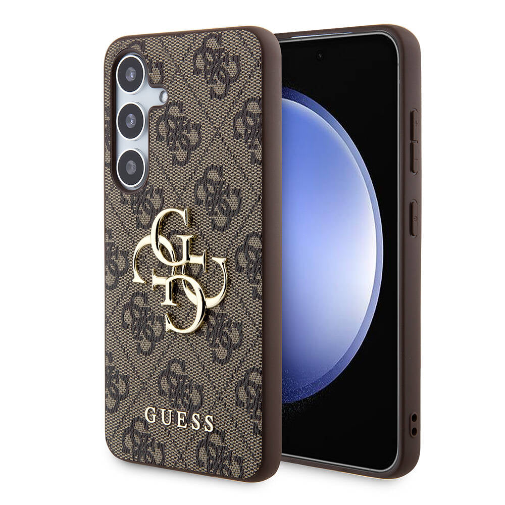 Galaxy S24 Kılıf Guess Orijinal Lisanslı PU Deri Yazı ve 4G Metal Logolu Desenli Kılıf