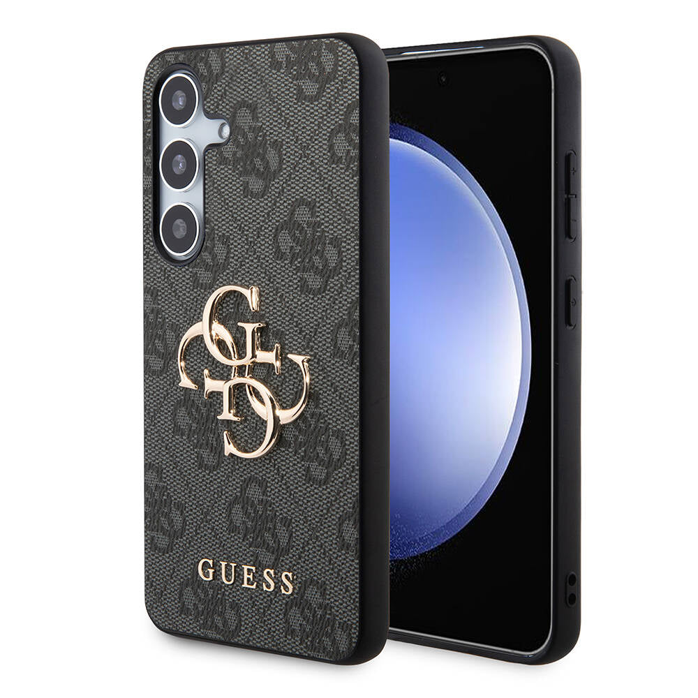 Galaxy S24 Kılıf Guess Orijinal Lisanslı PU Deri Yazı ve 4G Metal Logolu Desenli Kılıf