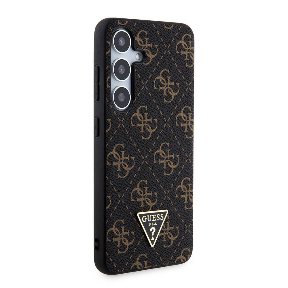 Galaxy S24 Kılıf Guess Orijinal Lisanslı PU Üçgen Logo 4G Desenli Kılıf