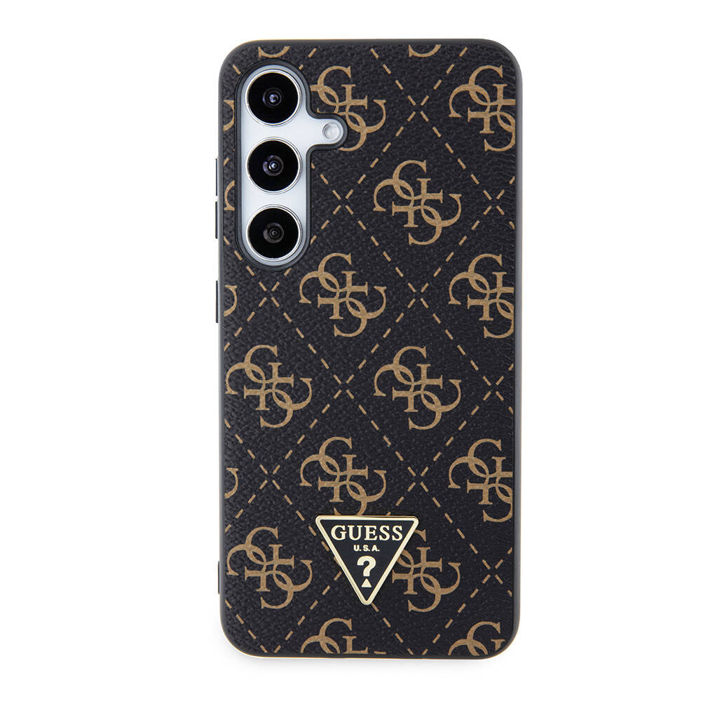 Galaxy S24 Kılıf Guess Orijinal Lisanslı PU Üçgen Logo 4G Desenli Kılıf