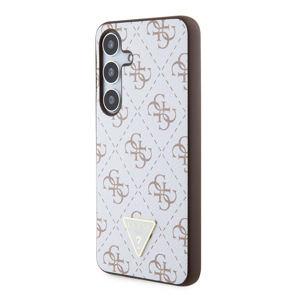 Galaxy S24 Kılıf Guess Orijinal Lisanslı PU Üçgen Logo 4G Desenli Kılıf