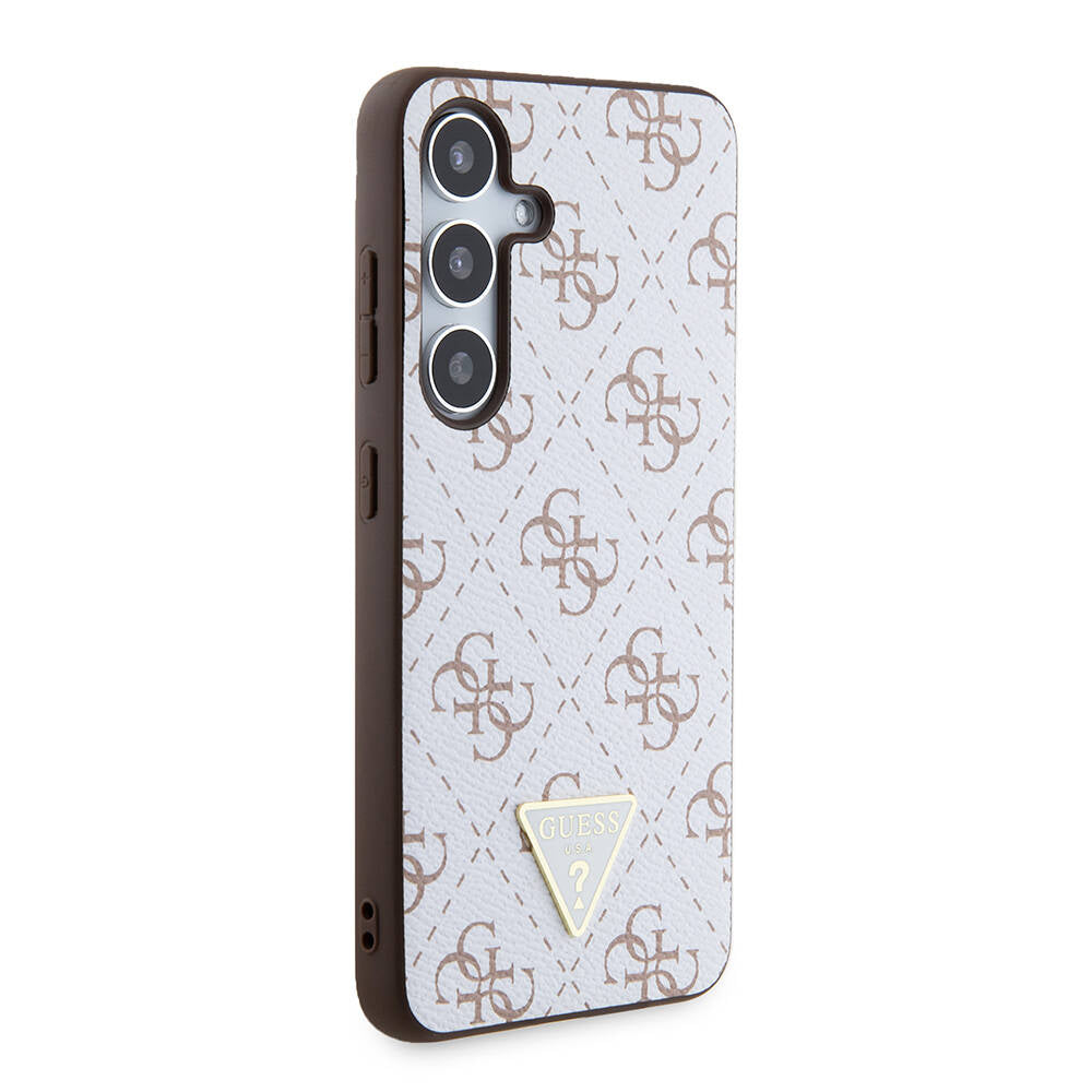 Galaxy S24 Kılıf Guess Orijinal Lisanslı PU Üçgen Logo 4G Desenli Kılıf