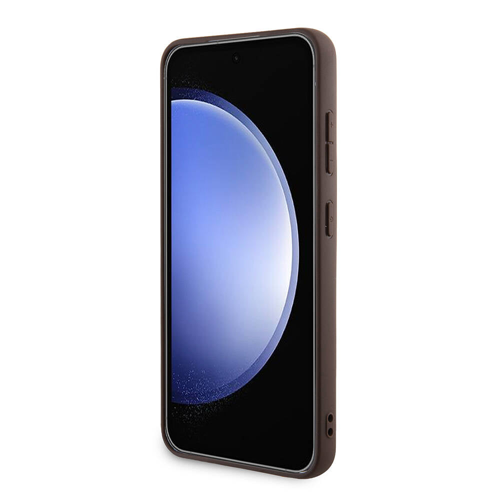 Galaxy S24 Kılıf Guess Orijinal Lisanslı PU Üçgen Logo 4G Desenli Kılıf