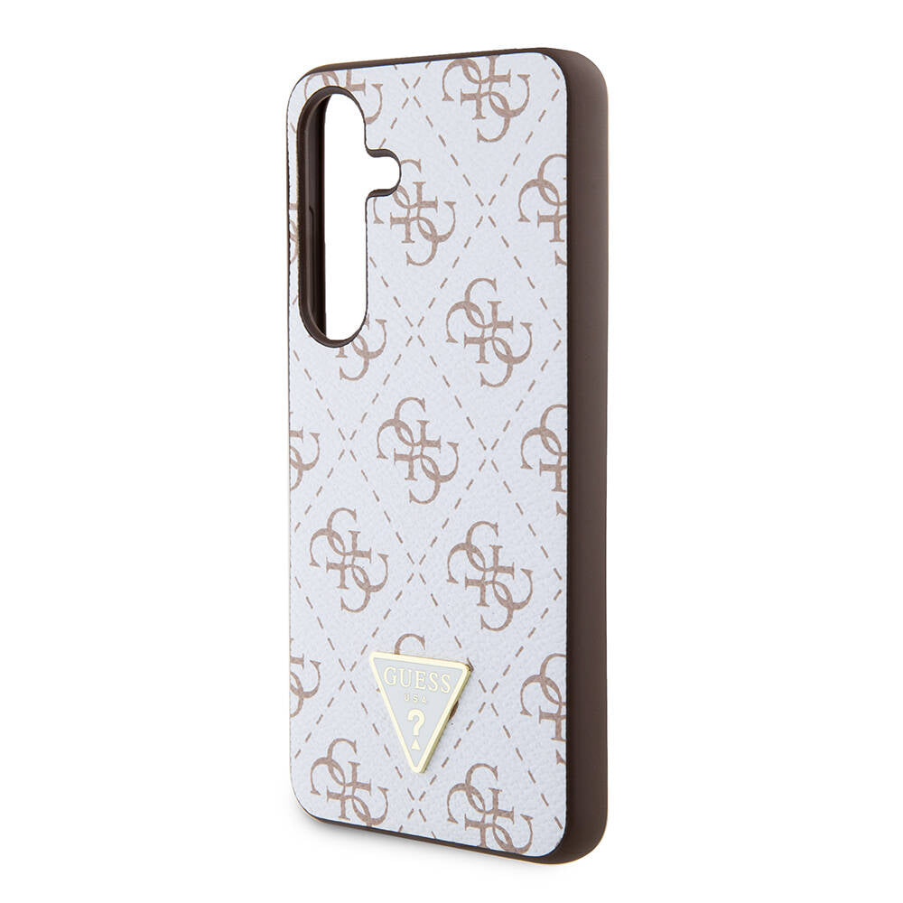 Galaxy S24 Kılıf Guess Orijinal Lisanslı PU Üçgen Logo 4G Desenli Kılıf