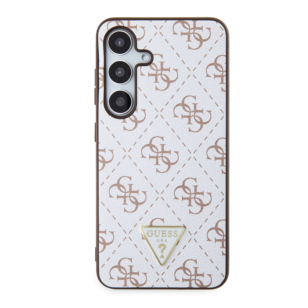 Galaxy S24 Kılıf Guess Orijinal Lisanslı PU Üçgen Logo 4G Desenli Kılıf