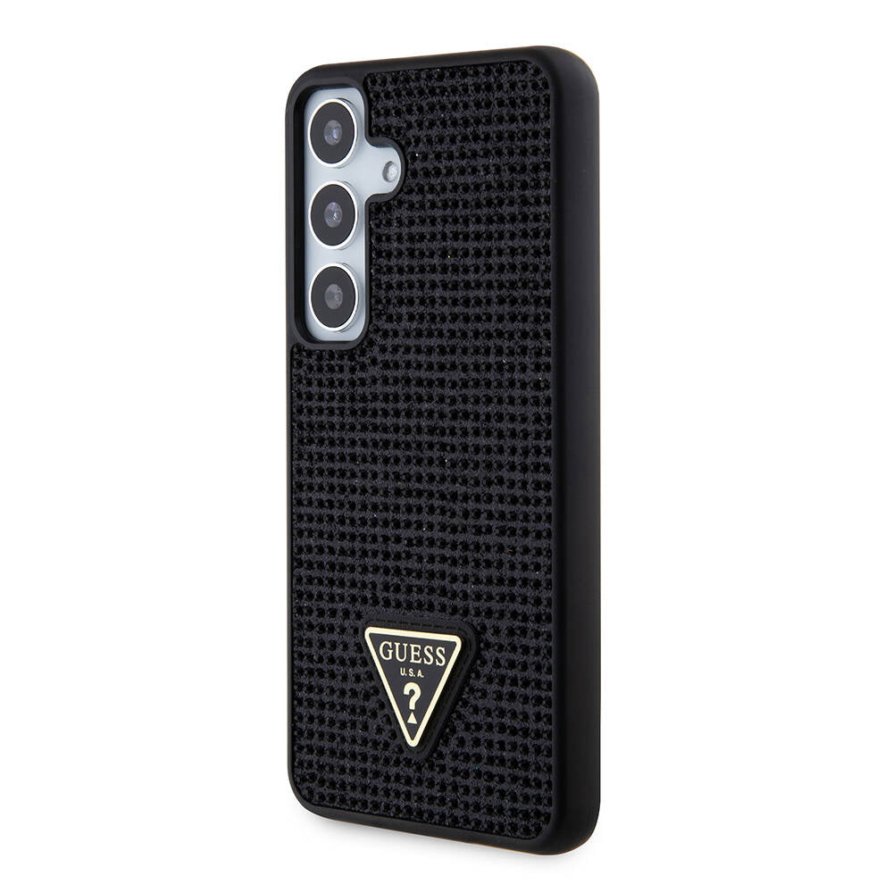 Galaxy S24 Kılıf Guess Orijinal Lisanslı Taşlı Arka Yüzey Üçgen Logolu Kılıf
