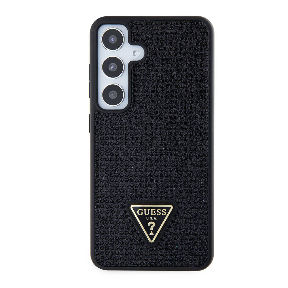 Galaxy S24 Kılıf Guess Orijinal Lisanslı Taşlı Arka Yüzey Üçgen Logolu Kılıf