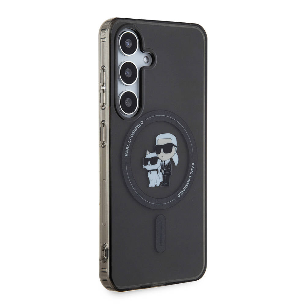 Galaxy S24 Kılıf Karl Lagerfeld Orijinal Lisanslı M-safe Şarj Özellikli Karl & Choupette IML Baskılı Kılıf