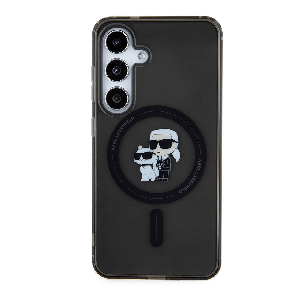 Galaxy S24 Kılıf Karl Lagerfeld Orijinal Lisanslı M-safe Şarj Özellikli Karl & Choupette IML Baskılı Kılıf