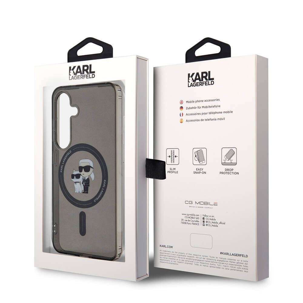 Galaxy S24 Kılıf Karl Lagerfeld orijinal Lisanslı M-safe Şarj Özellikli Karl & Choupette IML Baskılı Kılıf