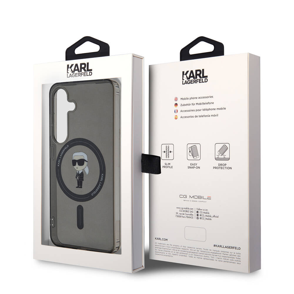 Galaxy S24 Kılıf Karl Lagerfeld orijinal Lisanslı M-safe Şarj Özellikli Karl Head IML Baskılı Kılıf