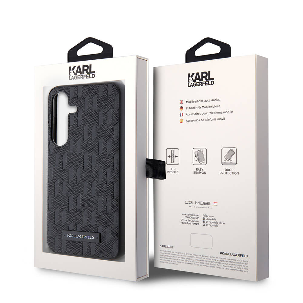Galaxy S24 Kılıf Karl Lagerfeld orijinal Lisanslı Saffiano Monogram Metal Logo Kılıf