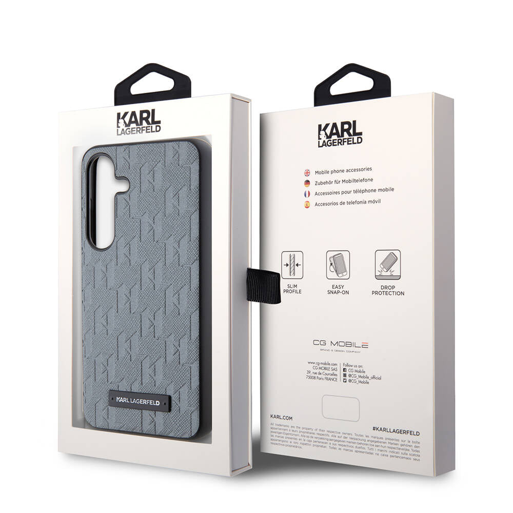 Galaxy S24 Kılıf Karl Lagerfeld orijinal Lisanslı Saffiano Monogram Metal Logo Kılıf