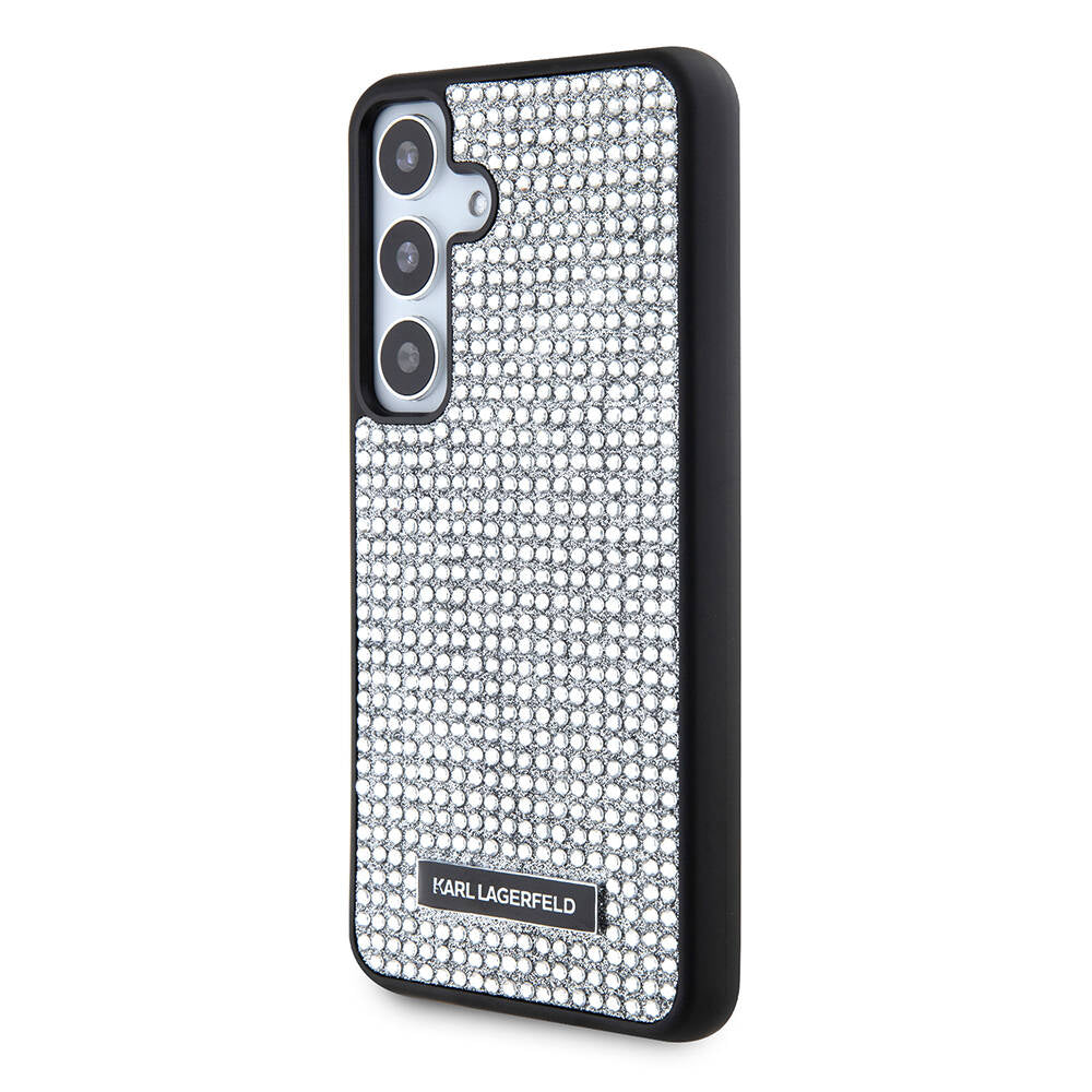 Galaxy S24 Kılıf Karl Lagerfeld Taşlı Metal Logo Orijinal Lisanslı Kılıf