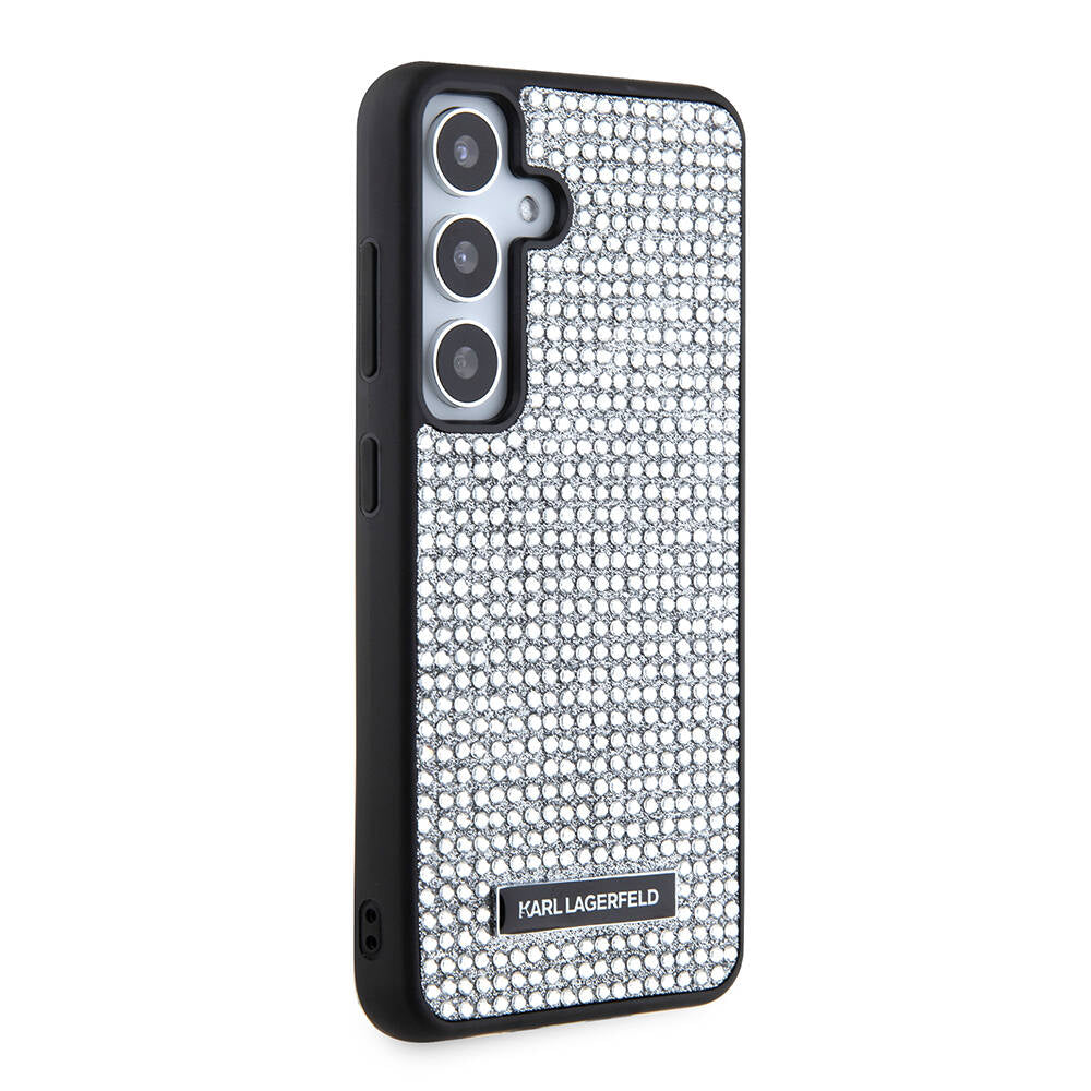 Galaxy S24 Kılıf Karl Lagerfeld Taşlı Metal Logo Orijinal Lisanslı Kılıf