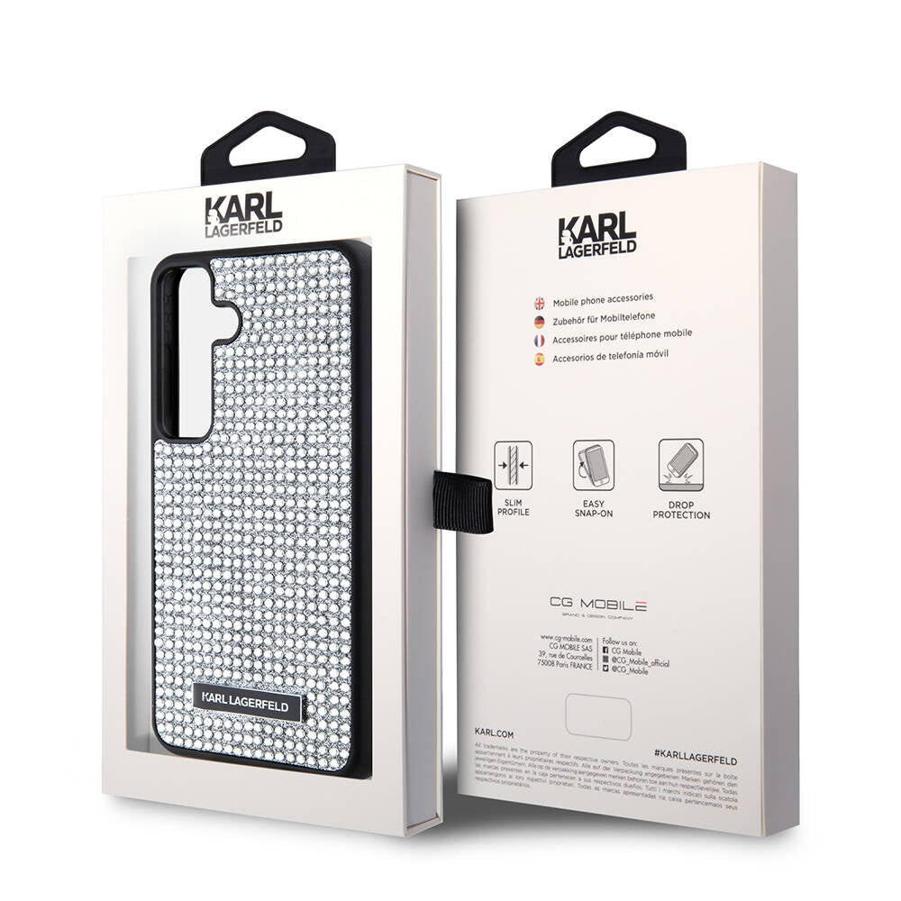 Galaxy S24 Kılıf Karl Lagerfeld Taşlı Metal Logo Orijinal Lisanslı Kılıf