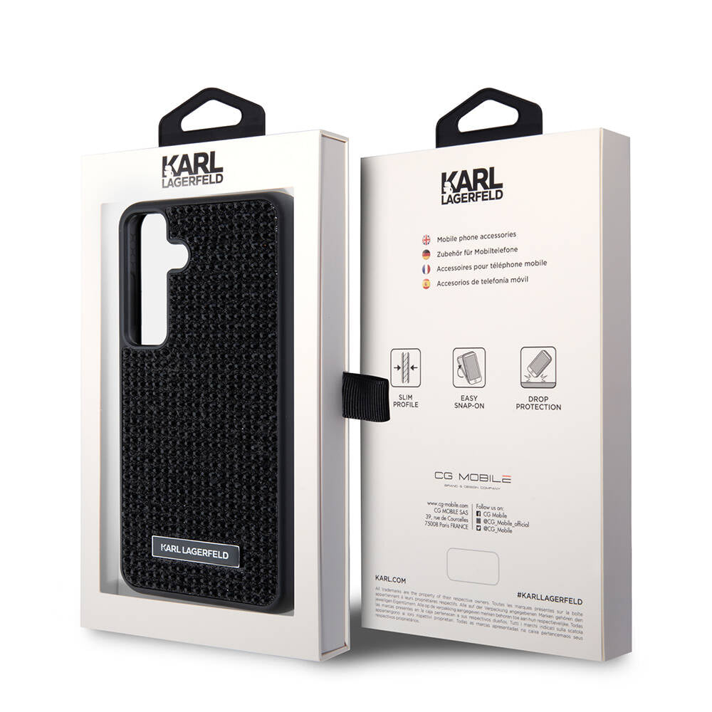 Galaxy S24 Kılıf Karl Lagerfeld Taşlı Metal Logo Orijinal Lisanslı Kılıf