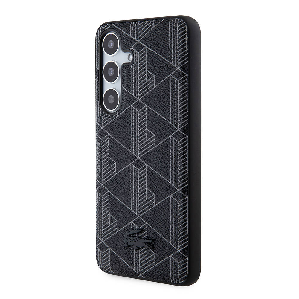 Galaxy S24 Kılıf Lacoste Orijinal Lisanslı M-safe Şarj Özellikli PU Deri Görünümlü Karışık Monogram Desenli Kılıf