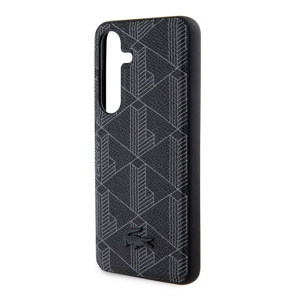 Galaxy S24 Kılıf Lacoste Orijinal Lisanslı M-safe Şarj Özellikli PU Deri Görünümlü Karışık Monogram Desenli Kılıf