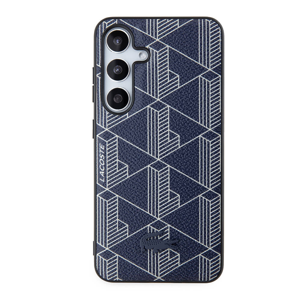 Galaxy S24 Kılıf Lacoste Orijinal Lisanslı M-safe Şarj Özellikli PU Deri Görünümlü Karışık Monogram Desenli Kılıf