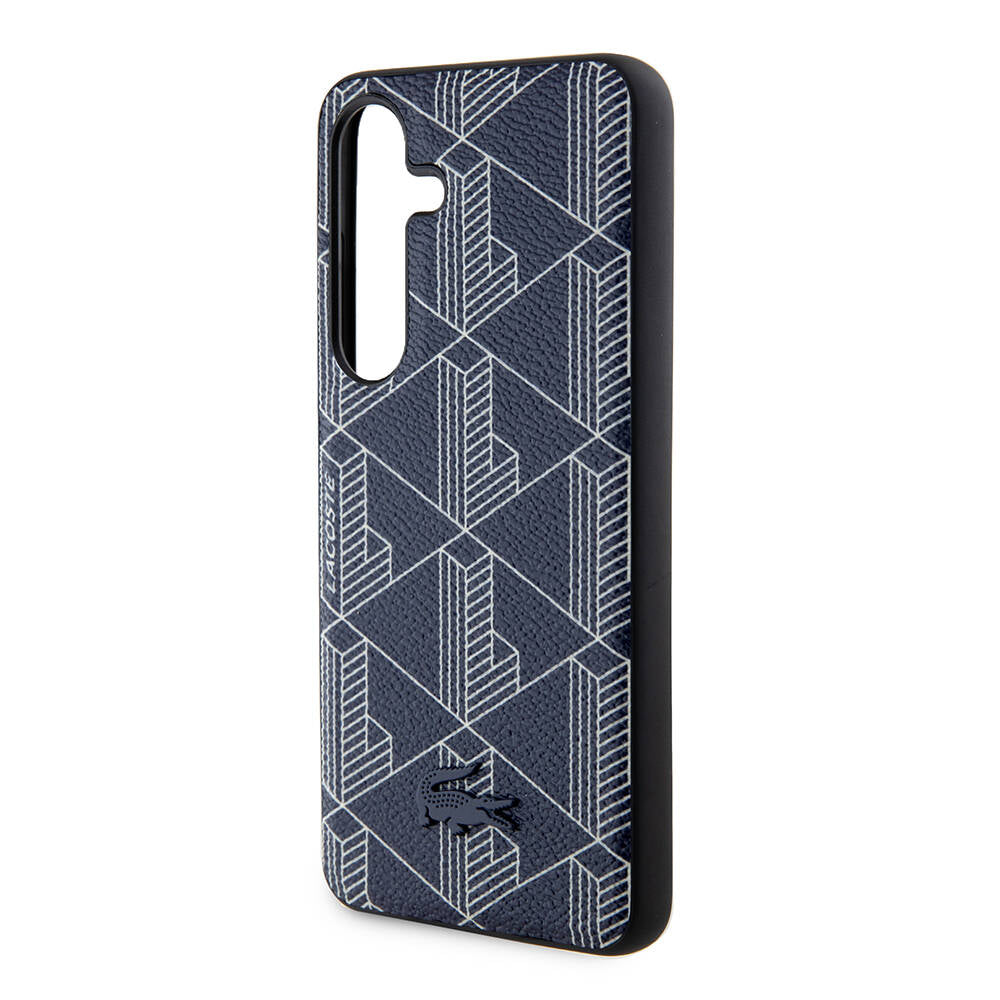Galaxy S24 Kılıf Lacoste Orijinal Lisanslı M-safe Şarj Özellikli PU Deri Görünümlü Karışık Monogram Desenli Kılıf