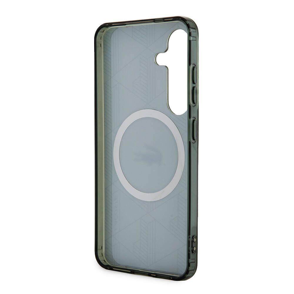 Galaxy S24 Kılıf Lacoste orijinal Lisanslı M-safe Şarj Özellikli Çift Katmanlı Timsah Logolu Blend Monogram Kılıf